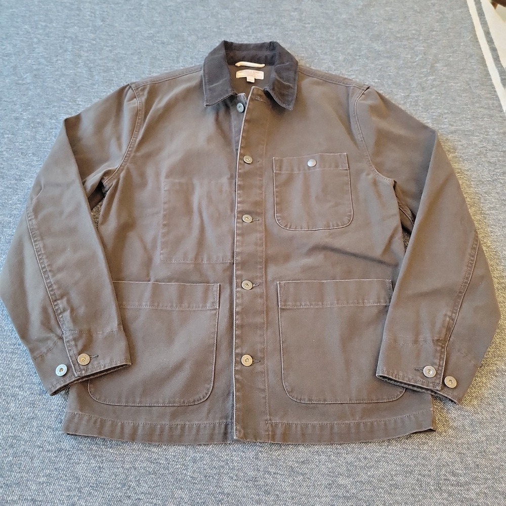 Wallace & Barnes Chore Jacket Men's Medium Brown Corduroy Collar Canvas Cotton